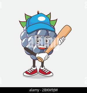 Eine Illustration von Dewberries Obst Cartoon Maskottchen Figur spielen Baseball Stock Vektor