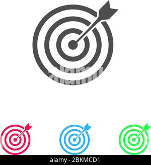 Ziel Bullseye Pfeil Symbol flach. Farbpiktogramm auf weißem Hintergrund. Vektor-Illustration Symbol und Bonus-Symbole Stock Vektor