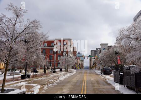 Knoxville USA - 17. Februar 2015 - Downtown Knoxville nach Eissturm Stockfoto