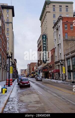 Knoxville USA - 17. Februar 2015 - Downtown Knoxville nach Eissturm Stockfoto