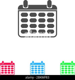 Kalendersymbol flach. Farbpiktogramm auf weißem Hintergrund. Vektor-Illustration Symbol und Bonus-Symbole Stock Vektor