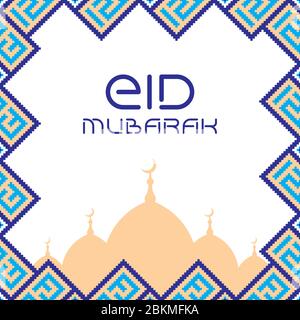 Flache Design Eid-al fitr Karte mit Gruß zum Ramadan, Vektor-Illustration Stock Vektor