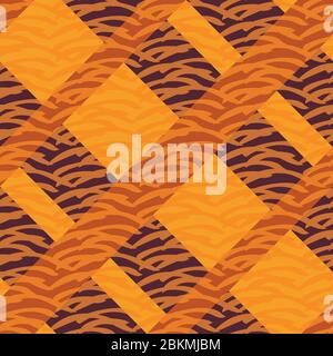 Orangefarbenes und gelbes Karomuster mit nahtlosem Vektormuster Stock Vektor
