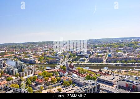 Luftaufnahme von Vilnius vom höchsten Turm der Stadt Stockfoto