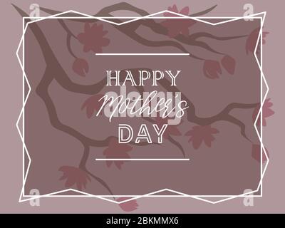 Elegante Grußkarte für den Muttertag mit Sakura-Baum in rosa Tönen Stock Vektor