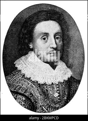 Friedrich V., 26. August 1596 - 29. November 1632, war von 1610 bis 1623 Graf Pfalzgraf und Kurfürst Pfalzgraf sowie Friedrich I. 1619-1620 König von Böhmen / Friedrich V., 26. 1596. Bis 29. August. November 1632, war von 1610 bis 1623 Pfalzgraf und Kurfürst von der Pfalz sowie als Friedrich I. von 1619 bis 1620 König von Böhmen, Historisch, historisch, digital verbesserte Reproduktion eines Originals aus dem 19. Jahrhundert / Digitale Reproduktion einer Originalvorlage aus dem 19. Jahrhundert, Stockfoto