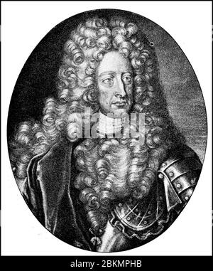 Ludwig Wilhelm von Baden-Baden Türkenlouis, 8. April 1655 - 4. Januar 1707, war Markgraf von Markgrafschaft Baden-Baden, Besitzer der Burg Rastatt, Generalleutnant aller kaiserlichen Truppen und siegreicher General in den Türkenkriegen / Ludwig Wilhelm von Baden-Baden, Türkenlouis, 8. Bis 1655. April. Januar 1707, war Markgraf der Markgrafschaft Baden-Baden, Bauherr des Rastatter Schlosses, Generalleutnant aller kaiserlichen Truppen und ein siegreicher Feldherr in den Türkenkriegen, historisch, historisch, digital verbesserte Reproduktion eines Originals aus dem 19. Jahrhundert / digitale Reproduk Stockfoto