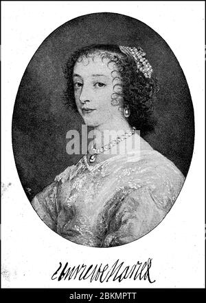 Henrietta Maria, 15. November 1609 - 10. September 1669 war durch ihre Ehe mit Karl I., der Königin von England, Schottland und Irland / Henrietta Maria, 15. 1609. Bis 10. November. September 1669, war durch ihre Heirat mit Karl I. die Königin von England, Schottland und Irland, historisch, historisch, digital verbesserte Reproduktion eines Originals aus dem 19. Jahrhundert / digitale Reproduktion einer Originalvorlage aus dem 19. Jahrhundert. Jahrhundert, Stockfoto