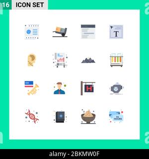 16 Benutzeroberfläche Flat Color Pack von modernen Zeichen und Symbole des Zugangs, Schriftdesign, Kommunikation, Schriftfarbe, Benutzer bearbeitbar Pack von Creative Vector Stock Vektor