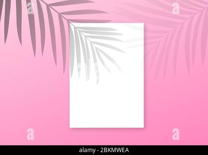 Hintergrund der überlagernden Handfläche mit Schatten. Vektor transparente Palme Blätter Sommer Banner Stock Vektor