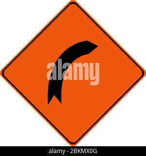 Warnzeichen mit Rechtskurve symbol Stockfoto