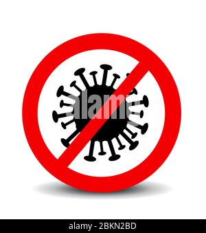 Coronavirus-Symbol mit rotem Verbotssymbol Stock Vektor