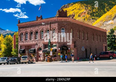 Die Wyman Hotel in Silverton, Colorado, USA, im Herbst. Stockfoto