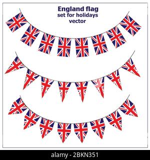 Helle Set mit Flaggen von England für Feiertage. Happy England Tag Hintergrund. Vektorgrafik mit weißem Hintergrund. Stock Vektor