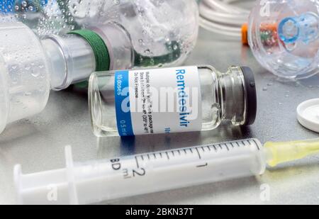 Medikamente, die ohne Erfolg mit Redemsivir antiviralen Medikament bei Patienten mit sars-Cov-2 infiziert, konzeptionelle Idee, Stockfoto