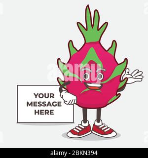 Eine Illustration von Dragon Fruit Cartoon Maskottchen Charakter mit Whiteboard Stock Vektor