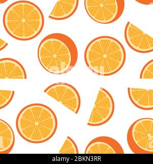 vektor-Illustration von nahtlosen orangefarbenen Hintergrund. Leuchtendes orangefarbenes Fruchtmuster. Stoff, Tapete, Kinderzimmeridee. Stock Vektor