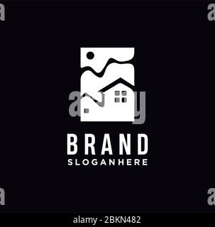 Haus , Haus , Hypothek , Immobilien Silhouette Logo Design Hipster Vintage Emblem Vektor-Symbol Stockfoto