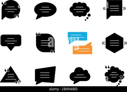 Schwarze Glyphen-Symbole im Dialogfeld werden auf Leerzeichen gesetzt Stock Vektor