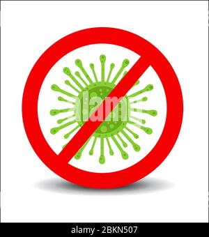 Coronavirus-Symbol mit rotem Verbotssymbol Stock Vektor