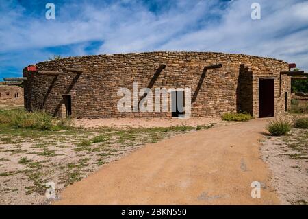 Rekonstruierte kiva am Aztec Ruins National Monument, ein UNESCO-Weltkulturerbe, New Mexico, USA. Stockfoto