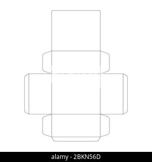 Papierschachtel-Vorlage, Prisma-Beschnittschema auf weiß Stock Vektor