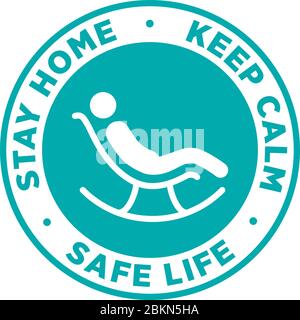 Stay Home Schilder oder Aufkleber für helfen, das Risiko des Fangen Coronavirus Covid-19 zu reduzieren. Vektorzeichen. Stock Vektor