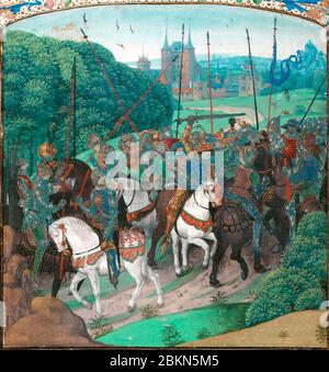 "Adness of King Charles" Jean Froissart Chronicles, Charles VI (1368-1422) von Frankreich greift seine Gefährten in einem Anfall von Wahnsinn Stockfoto