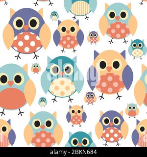 Eule-Seamless Pattern-Hintergrund-Vektor-Illustration Stock Vektor