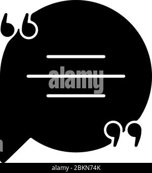 Chat-Blase mit Anführungszeichen schwarzen Glyph-Symbol Stock Vektor