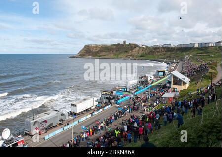 01/05/2015 Tour of Yorkshire. Von Bridlington nach Scarborough. 174 km. Der Sprint nach Bridlington. Etappe gewonnen von Lars Petter Nordhaug. Stockfoto