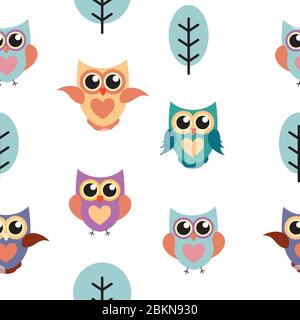 Eule-Seamless Pattern-Hintergrund-Vektor-Illustration Stock Vektor