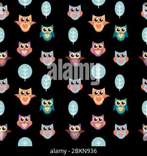 Eule-Seamless Pattern-Hintergrund-Vektor-Illustration Stock Vektor