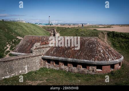 Shoreham Fort bewacht den Hafen von Shoreham und den Eingang zum Fluss Adur in West Sussex, Großbritannien Stockfoto