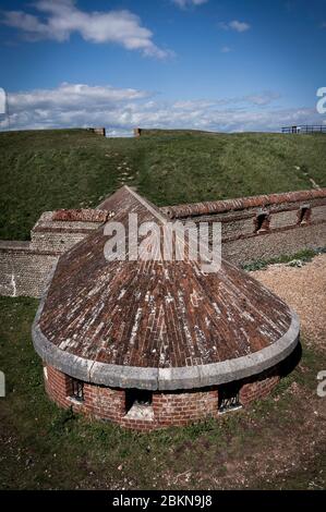 Shoreham Fort bewacht den Hafen von Shoreham und den Eingang zum Fluss Adur in West Sussex, Großbritannien Stockfoto