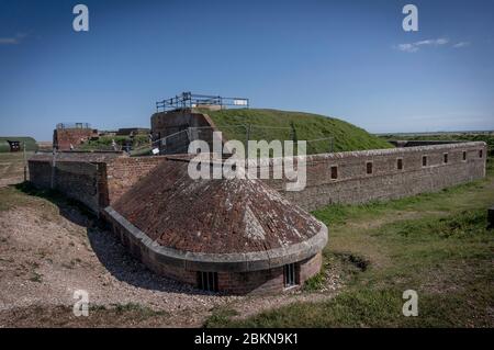 Shoreham Fort bewacht den Hafen von Shoreham und den Eingang zum Fluss Adur in West Sussex, Großbritannien Stockfoto