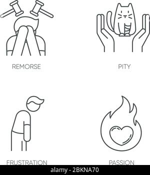 Menschliche Emotion Pixel perfekte lineare Symbole gesetzt Stock Vektor