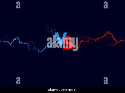 Im Vergleich zum Hintergrund. Blaue und rote Kräfte leuchten mit Text VS. Vektor Stock Vektor