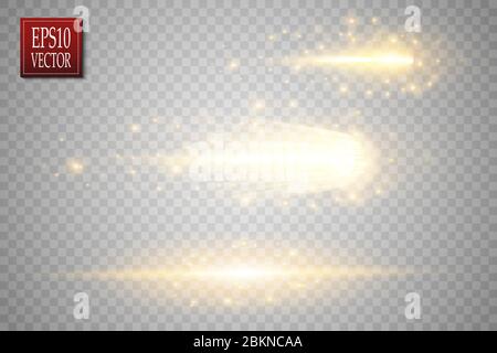 Abstrakte Fackeln Kollektion. Leuchtende Sterne. Leuchtet und funkelt auf transparentem Hintergrund. Glänzende Ränder. Vektorgrafik. Stock Vektor