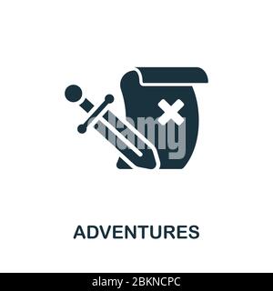 Adventures-Symbol aus der Videospielesammlung. Einfache Linie Adventures Symbol für Vorlagen, Web-Design und Infografiken Stock Vektor