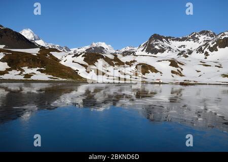 Ehemalige Walfangstation Grytviken, King Edward Cove, Südgeorgien, Südgeorgien und die Sandwichinseln, Antarktis Stockfoto