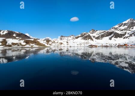 Ehemalige Walfangstation Grytviken, King Edward Cove, Südgeorgien, Südgeorgien und die Sandwichinseln, Antarktis Stockfoto