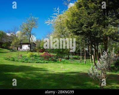 Peat Lane, Bewerley, Harrogate, North Yorkshire, England, Großbritannien, 03/05/20. Auf 900 Fuß, kleinbäuerlicher Garten in Nidderdale während der Coronavirus-Sperre Stockfoto