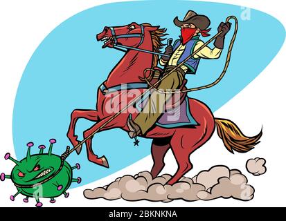 USA Sieg in der Coronavirus-Epidemie covid 19. Cowboy-Lasso-Virus Stock Vektor