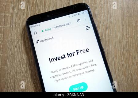 Robinhood Firmenwebseite (robinhood.com) auf Smartphone angezeigt Stockfoto