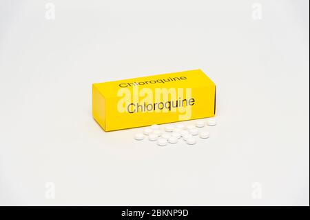 Chloroquin ist ein Medikament zur Behandlung und Prophylaxe von Malaria, das auch gegen das Coronavirus (COVID-19) eingesetzt wird. Stockfoto