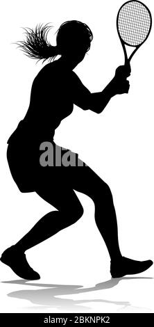 Tennis Silhouette Sport Spieler Frau Stock Vektor