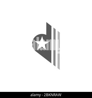 Buchstabe d Stern Bewegung Pfeil Streifen geometrisches Symbol Logo Vektor Stock Vektor