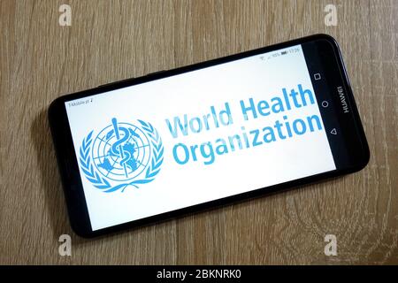 Logo der Weltgesundheitsorganisation (WHO) auf dem Smartphone Stockfoto