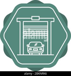 Schönes Auto in der Garage Vektor-Linie Symbol Stock Vektor
